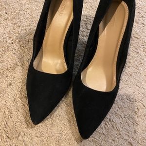 Black pointed toe high heels